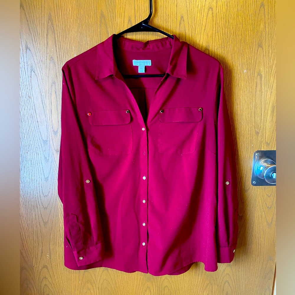 Maroon sheer top